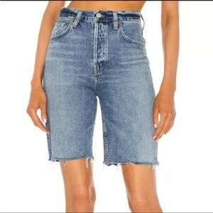 Agolde 90’s Pinch Button Fly Denim Bermuda long Shorts Medium Wash 25